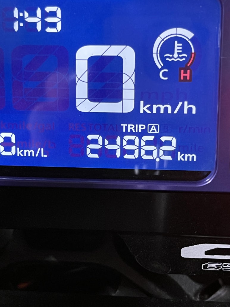 여행 중 오토바이로 이동한 거리는 약 2500km였다.