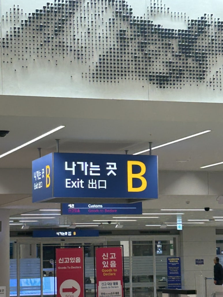 긴 비행 끝에 한국으로 돌아왔어요